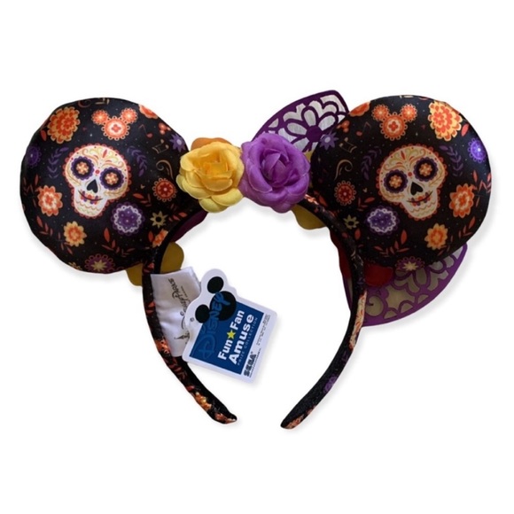 Disney Parks Coco Dia De Los Muertos Floral Skull Halloween Headband Ears main image 3
